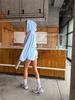 1116 Summer Casual Daily Women's Solid Color Casual Style Hooded Cardigan Jacket Waist Shorts Two-piece Set