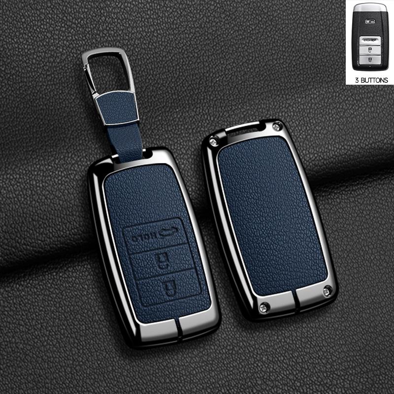 Leather+Metal Car Key Case Cover for Honda Acura RLX MDX CDX TLX-L NSX RDX Shell Fob Holder Auto Shell Fob Protector Accessories