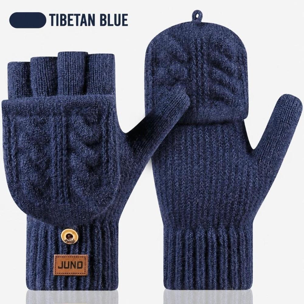 Unisex Winter Cable Knitted Gloves Polyester Blend Women Half Finger Mittens For Work