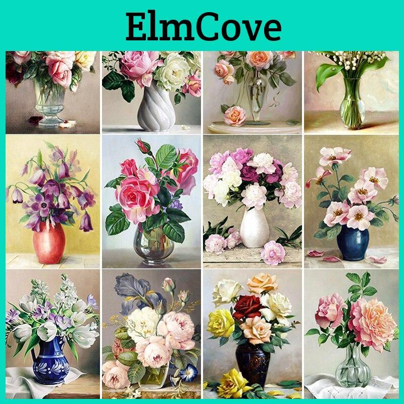 Diy New 5d Painting Diamond Vase Diamond Embroidery Flowers Cross Stitch Full Round Drill Crafts Home Decor Manual Gift