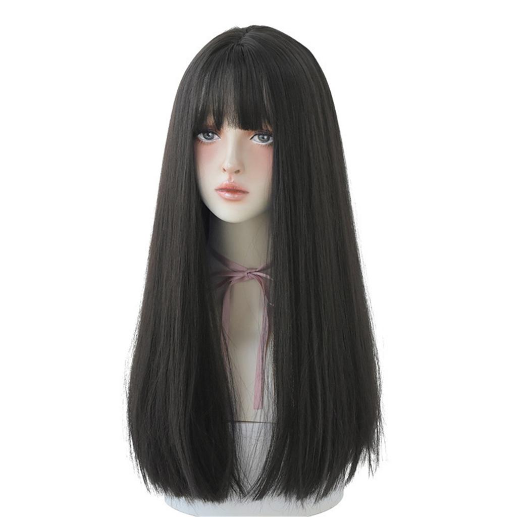 Realistic Long Straight Wig for Women Soft Breathable Natural Look Synthetic Hair Cosplay Props Daily Wear Hairstyle Accessory Party