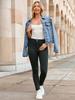 2026 Women's Trendy Long-Sleeve Denim Jacket with Pockets and Fitted Shorts