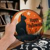 Wesołego Halloween Drewniany Znak ze Wzorem Czarnego Kota - Figurki Ozdobne ze Wzorem Półksiężyca i Gwiazdy - Idealne na Drzwi Wejściowe, Podwórko, Ganek, Dekoracja Pokoju