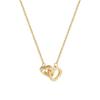 Gold Heart Double Ring Pendant Necklace - Women's Luxury Titanium Steel Clavicle Chain