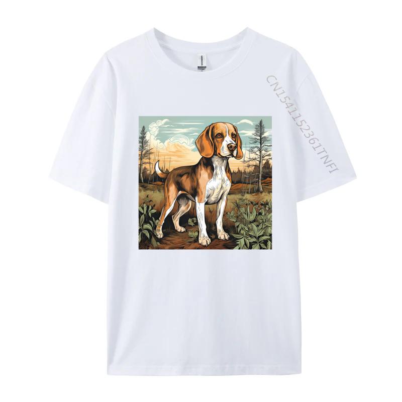 Dog Beagle Dog In Retro TShirt Dog Outdoor Casual Cotton Mens Tees Fashionable Fitted Tshirts For Autumn