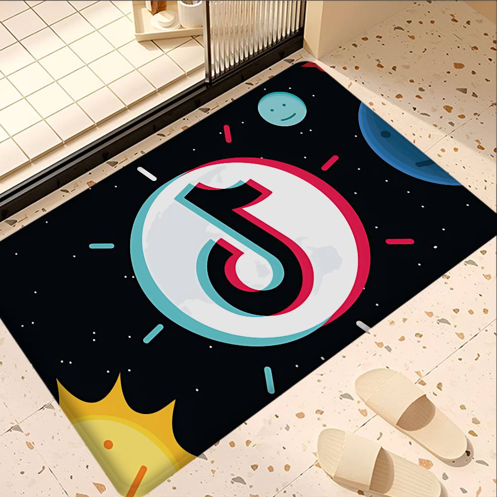 T-TikToks Logo Entrance Door Mat Nordic Style Bedroom Living Room Doormat Home Balcony Anti-Slip Modern Home Decor