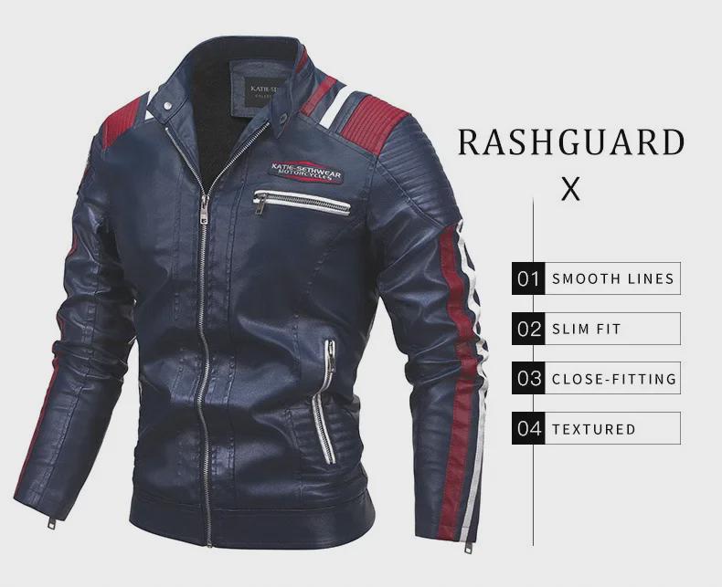 Jachetă din piele PU pentru motocicletă pentru bărbați de pluș și caldă – Logo personalizat disponibil