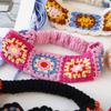 Flower Knitted Headband Colorful Ethnic Style Hair Band Cute Hollow Crochet Bandana  Girls