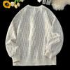 Waffle Composite Is Really Over 460 Grams, Sweater Men's Same Autumn and Winter Geometric Plaid Loose Round Neck Velvet.