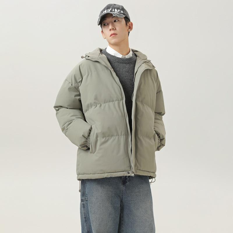 Autumn and Winter New Loose Stand-up Collar Hooded Cotton-padded Clothes Men, Guochao Simple and Versatile Warm Thickened Bread Cotton Clothes