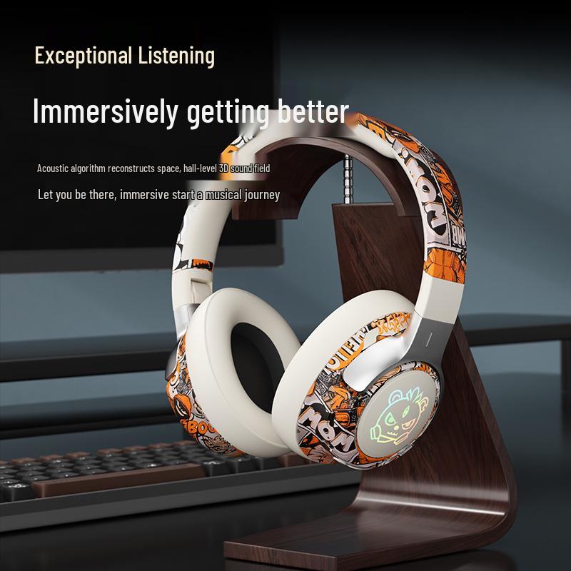 2025 Graffiti Chinese Trend Wireless Bluetooth Gaming Headphones with Ultra-long Battery Life