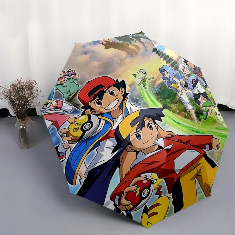 1pc Pokemon Outdoor Umbrella - Automatic Opening & Closing, Portable 3-Fold Design with 8-Rib Iron Frame - Perfect Gift for Fans, Travelers, Ever