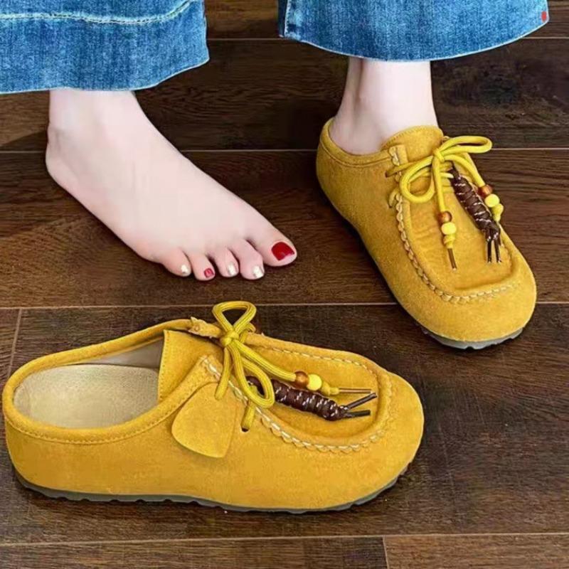Thick-soled inner height-increasing bag head half slippers women's outer wear autumn new one-pedal Boken slippers