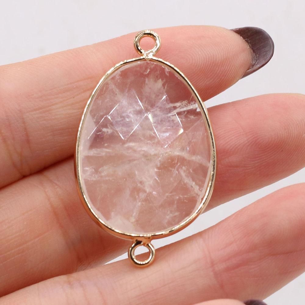 1 Peça, Conector de Cristal de Cura Reiki, Conectores de Pedra Natural Energética Pedras Preciosas para Fazer Joias DIY Acessórios de Colar Pulseira Artesanato