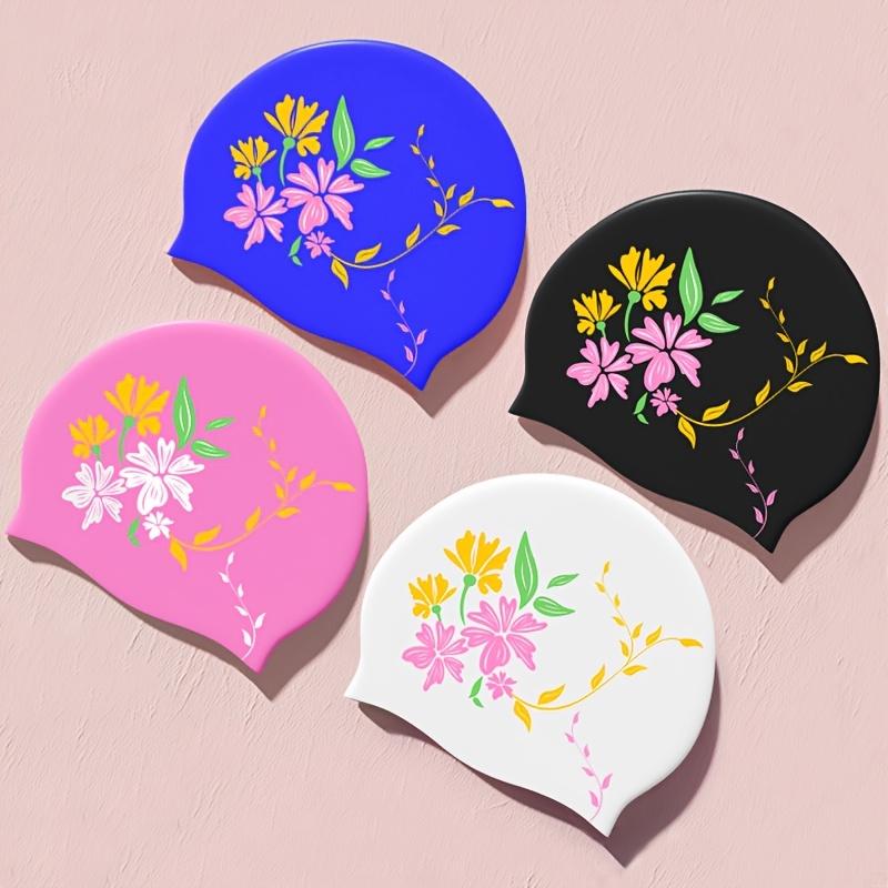 Silicone Adult Swimming Cap Beautiful Flower Pattern Swimming Cap Women's Durable Silicone Swimming Cap Waterproof Comfortable Swimming