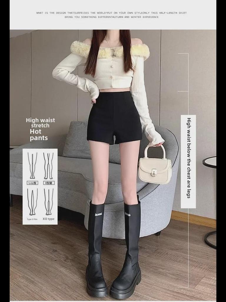 2024 Summer Women's High Waist White Casual Shorts - Sexy, Tight, Straight, Abdomen-Hugging Fit