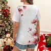 Fashion and Artistic Style Blue Floral Red Floral Print Daily Casual Women's Short Sleeved T-shirt