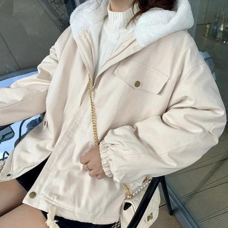 Short Style Parkas Women Solid Aesthetic All-match Students Simple Winter Coat Loose Korean Fashion Hooded Streetwear Sweet