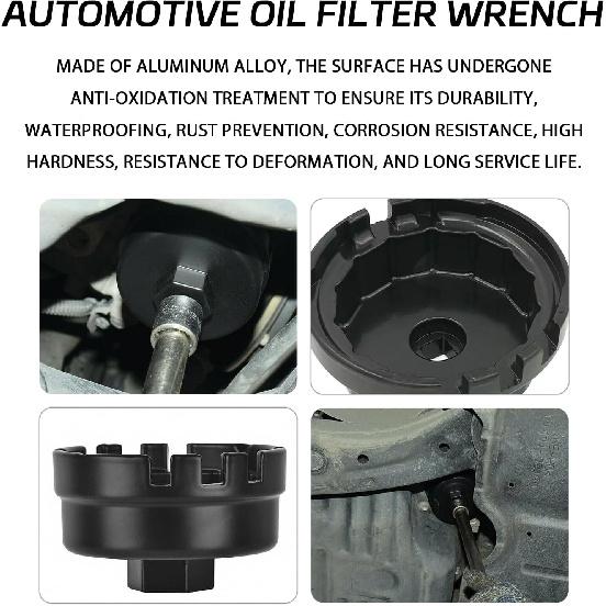 Oil Filter Wrench For Toyota Oil Filter Removal Tool 64MM Oil Filter Socket Set Cap Style 14Flute Compatible With Toyota Highlander Lexus RAV4 Camry