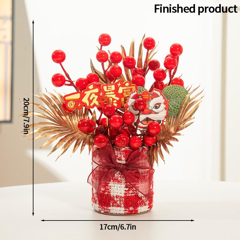 2026 Chinese Wealth Fruit Pot Decoration Chinese New Year Desktop Ornament Spring Festival Gift Decor Blessing Flower Bucket