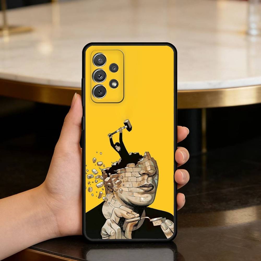 S-Surreal F-Figure A-Art Phone Case For Samsung Galaxy A73,A72,A71,A70,A53,A52,A51,Soft Silicone Black Cover