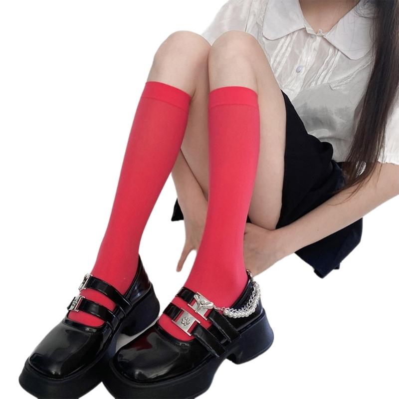 Colorful Calf Socks Velvets Knee High Stockings Lightweight Breathable Knee High Socks Student Girls Middle Tube Socks