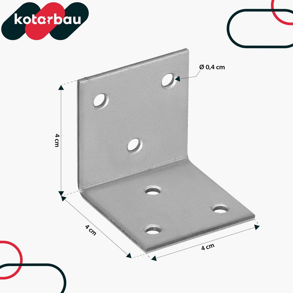 KOTARBAU® Carpenter's Angle Construction Connector Stainless Steel Galvanized 40 X 40 X 40 MM Set of 100 PCS