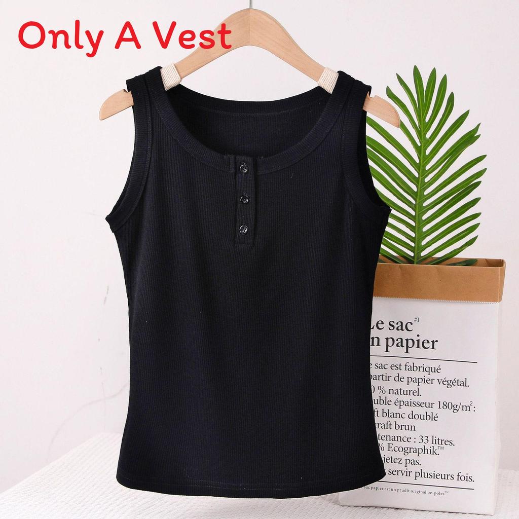 Modaer Womens Loose Fit Tank Top With Button Detail For Casual Spring Wear