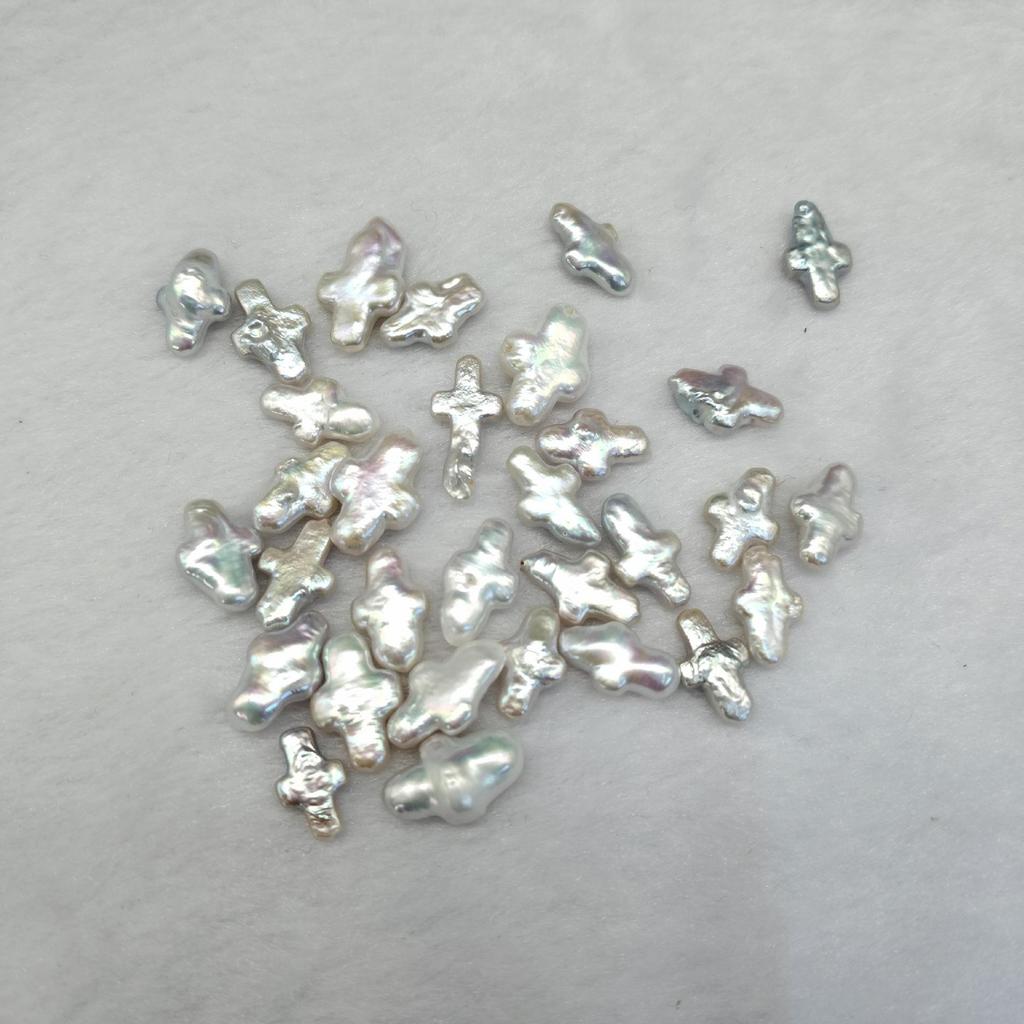 Irregular Baroque Freshwater Pearl Beads - White, Lustrous, Iridescent for DIY Jewelry