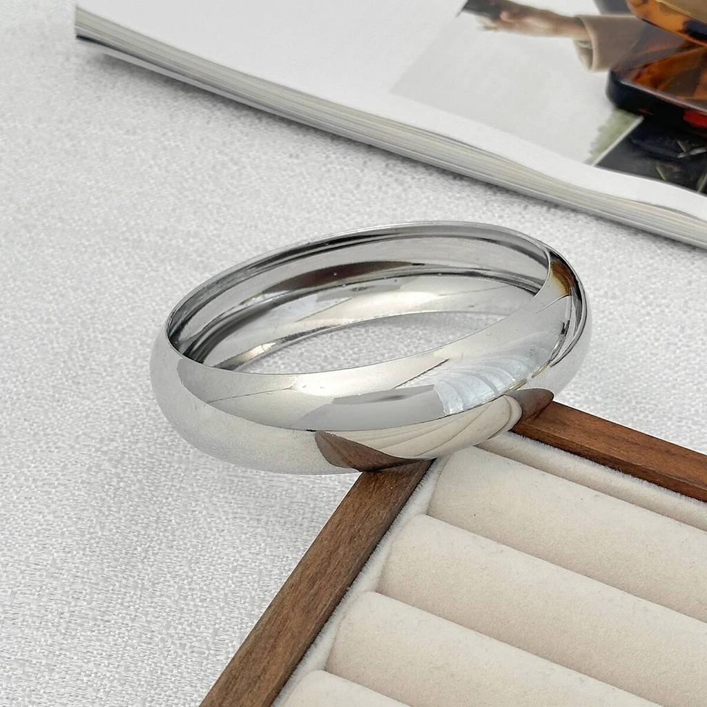 SHIXIN Trendy Smooth Chunky Metal Big Circle Bangles Set for Women Hip-hop Glossy Gold Color Wide Bracelet Simple Hand Jewelry