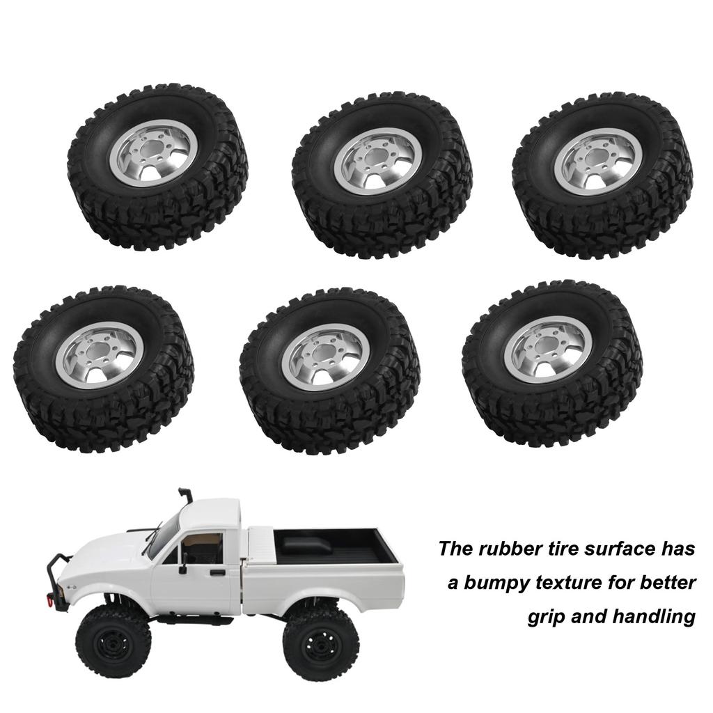 RC Rubber Tires with Aluminum Alloy Wheel Hub for WPL C14 C24 C34 C44 B14 B24 B16 B36 4 Car Model