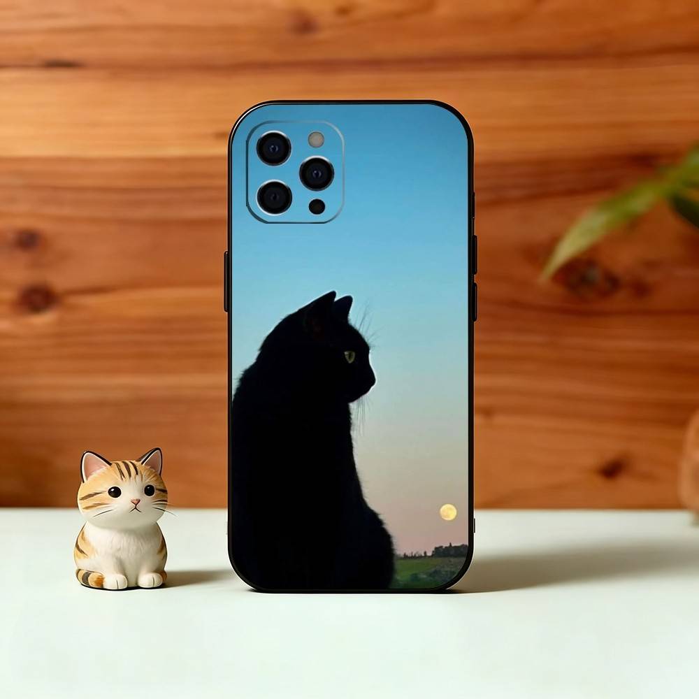 Black Cat Phone Case Silicone Soft For IPhone 17 16 15 14 13 12 11 X XR Plus Pro Max Plus