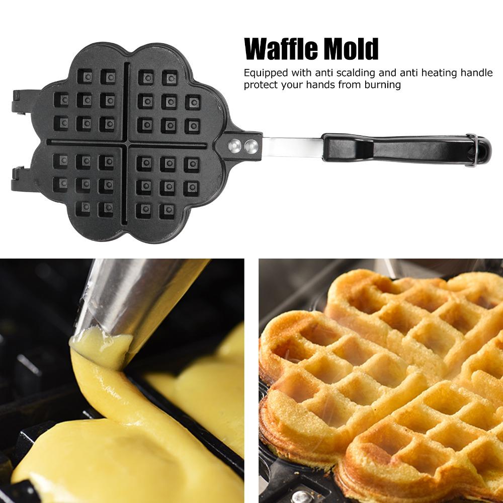 Heart Shaped Waffle Maker Non Stick Detachable Handle Waffle Irons Aluminum Alloy Portable Cake Mold
