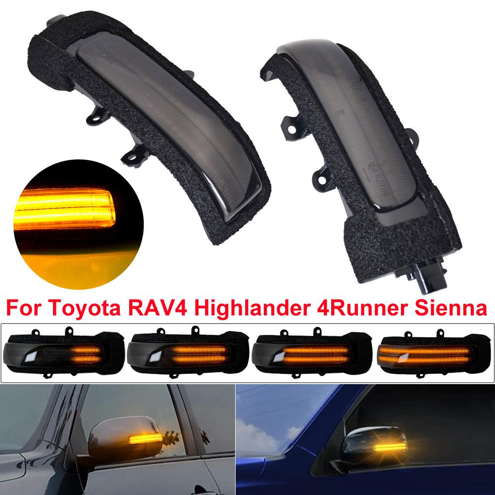 For TOYOTA 4Runner Estima Previa Rush SW4 Noah Voxy Vanguard Dynamic Amber LED Flashing Turn Signal Light Dynamic Smoked