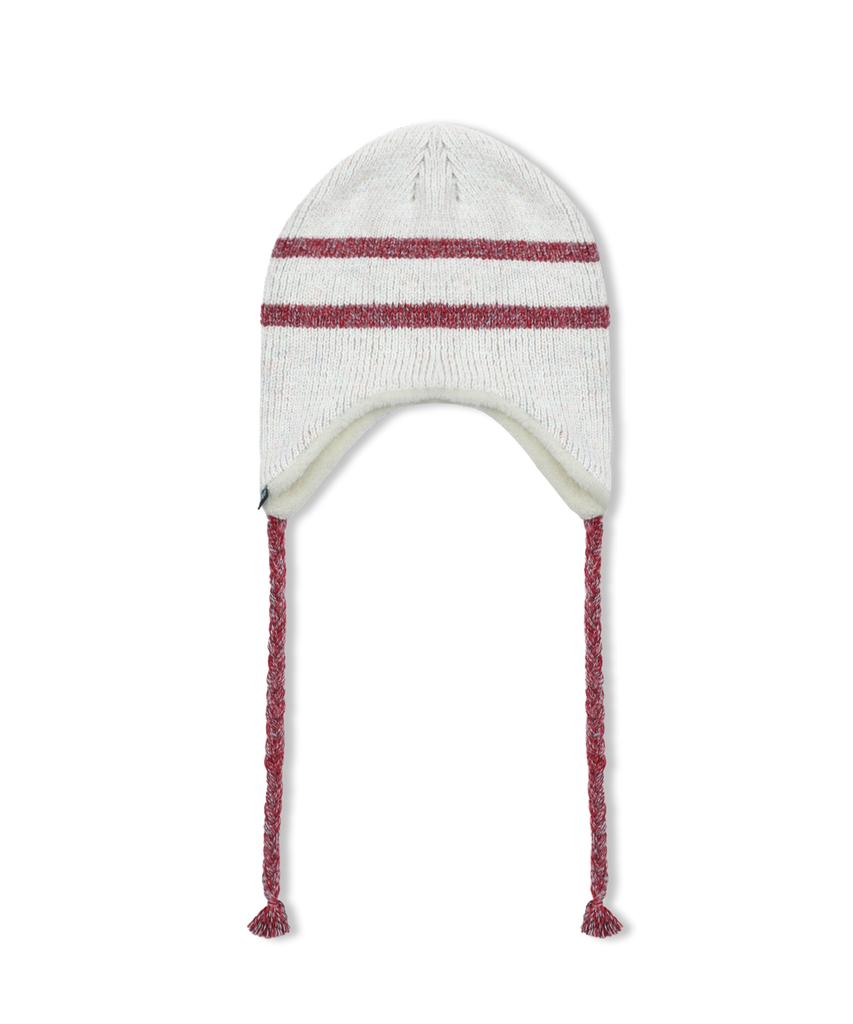 GLACK Gc069 Striped Earflap Beanie (Ivory)