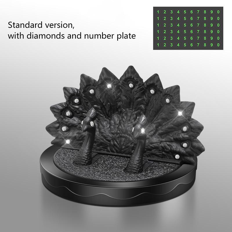 Peacock-Shaped Car Phone Holder With Rhinestones, Parking Number Plate, Car Center Console Phone Holder A2
