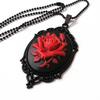 Vintage Gothic Black & Red Rose Necklace