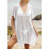Women's Beach Bikini Top Machine-woven Shirt with Sexy Cutouts and Straps, Beach Skirt Dress Set