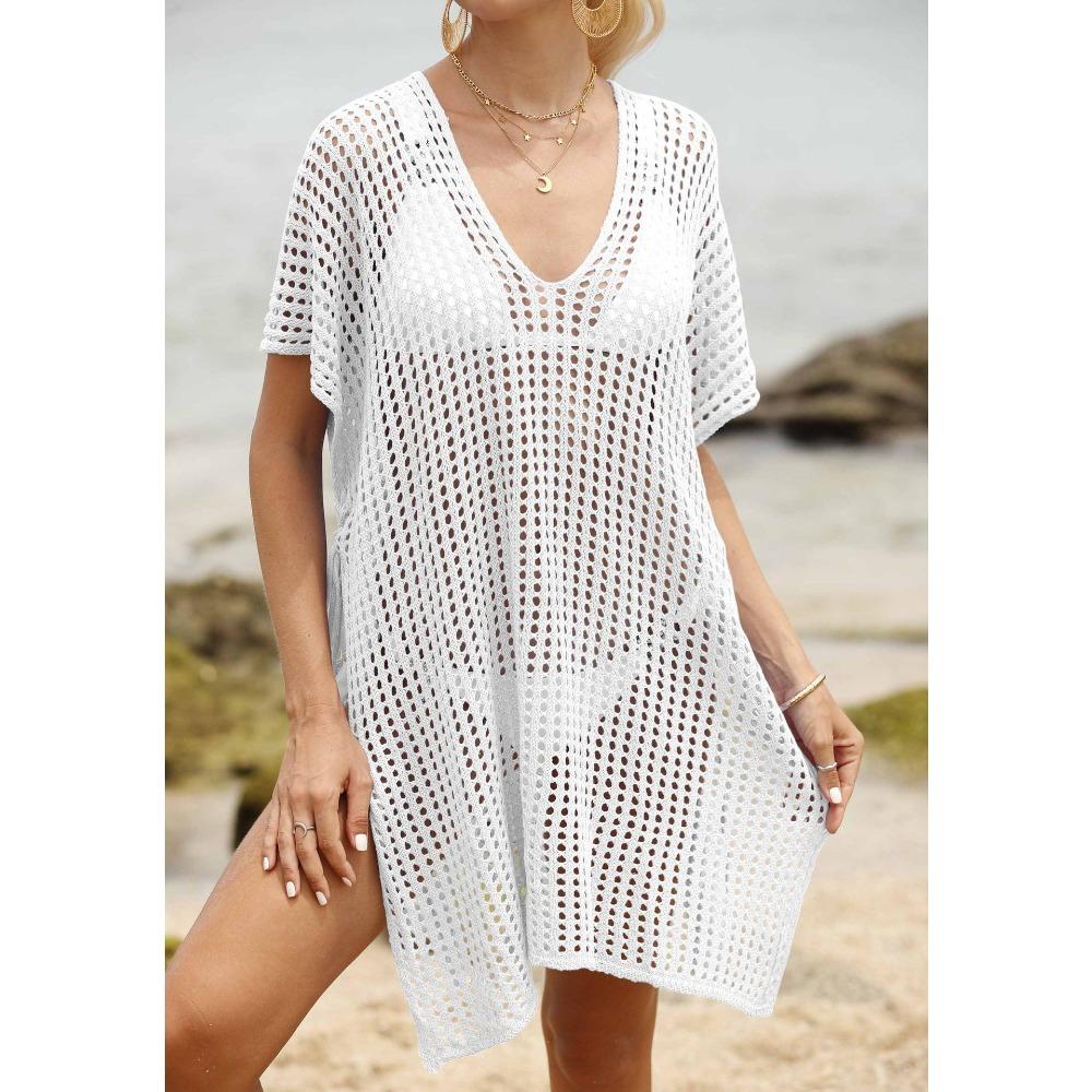 Women's Beach Bikini Top Machine-woven Shirt with Sexy Cutouts and Straps, Beach Skirt Dress Set