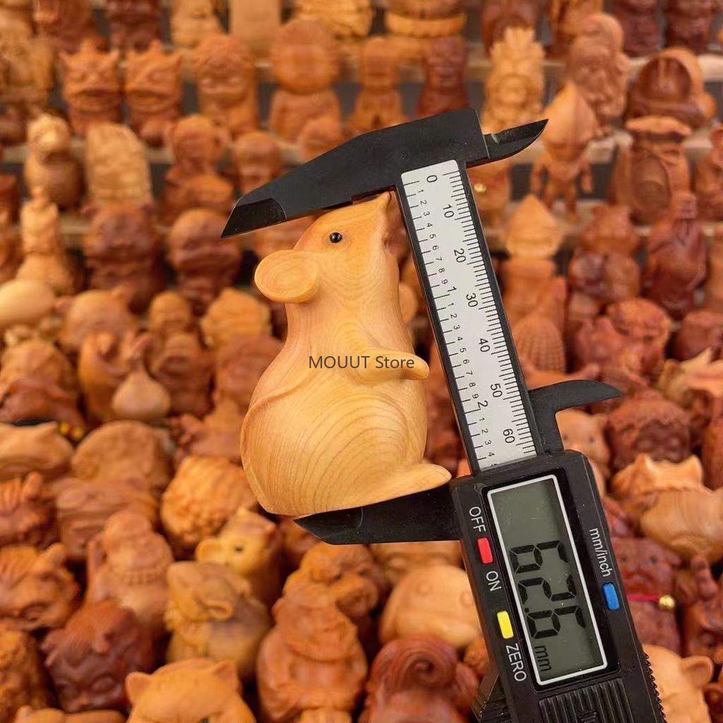 Natural Thuja Animal Hamster Small Statue Cute Home Room Car Decoration Ornaments Chinese-style Zodiac Sign Gift