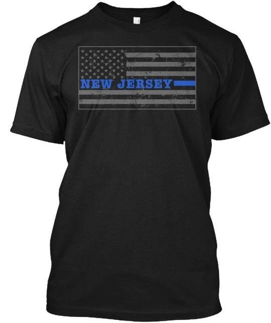 New Jersey Police Thin Blue Line T-Shirt Made in the USA Size S to 5XL L
