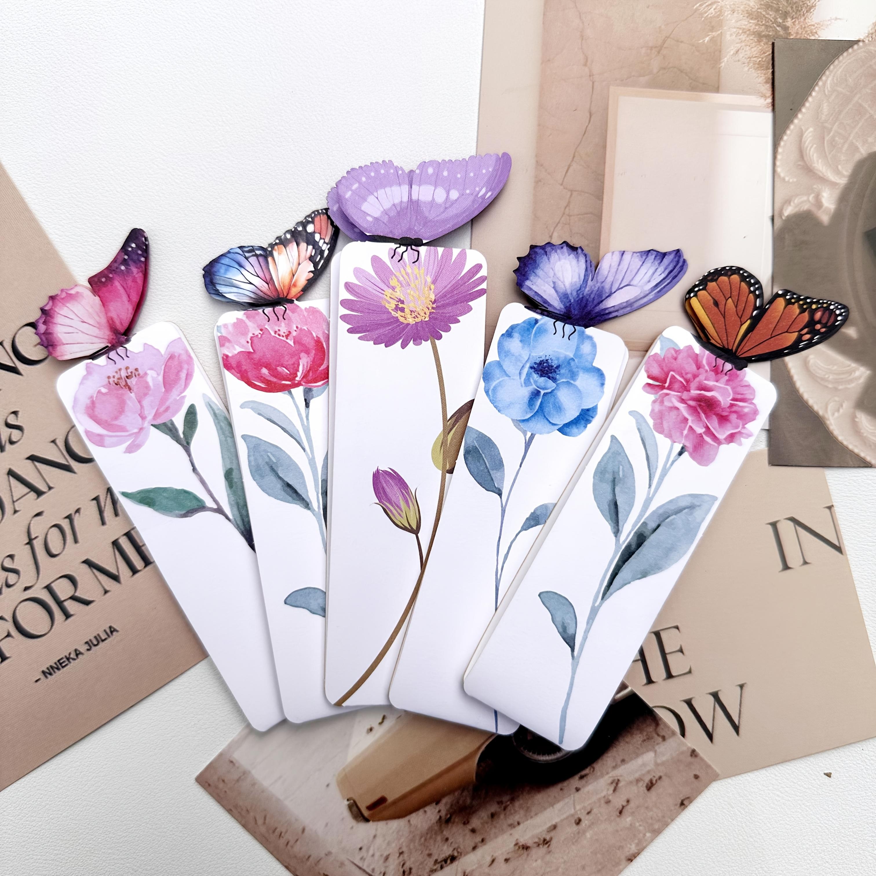 5pc Creative aesthetic butterfly paper bookmark,fresh and cute student reading bookmark,with message card,cultural and creative