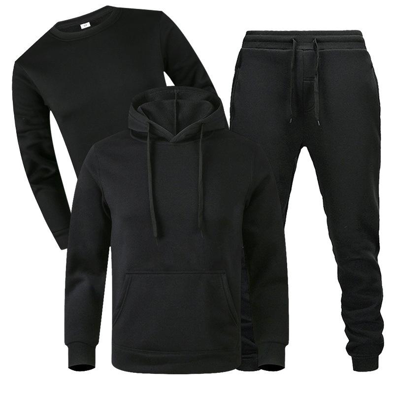 2026 lockeres Herren-Herbst- und Winter-Fleece-Sweatshirt und Hose Dreiteiler Lässiges Sport-Langarm-Set für Herren