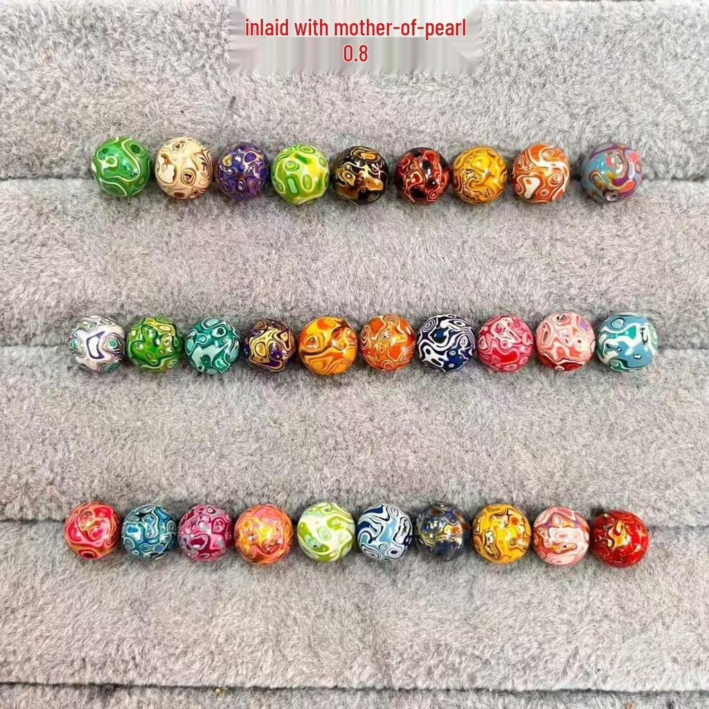Genuine Flawless 8mm Lacquer Beads Inlaid with Mother-of-Pearl Buddhist Prayer String