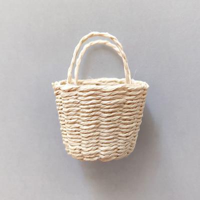 Puppenhaus Handgewebter Rattankorb Einkaufskorb Strohhandtaschen Puppenhaus Weben Strandtasche für Puppen Miniatur Dekoration