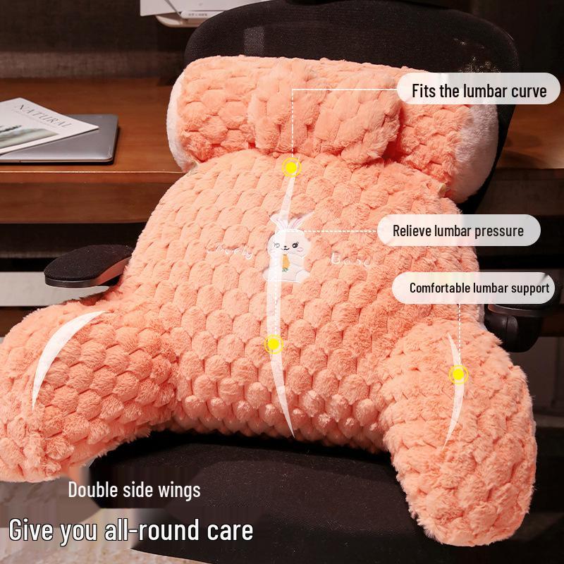 Cartoon Turtle Velvet Lumbar Support Cushion - Soft, Removable, Washable Seat & Sofa Backrest for Bedroom