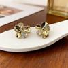 Luxurious Rhinestone Floral Stud Earrings - Exquisite, Simple Design for Women