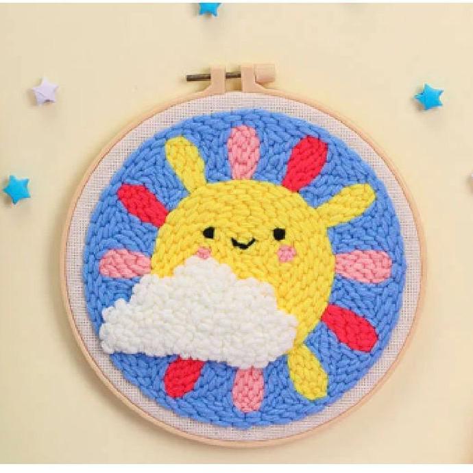 Russian DIY Punch Needle Embroidery Kit: Includes Yarn, Needle, Latch Hook, & Hoop for Knitting & Ornament Crafting