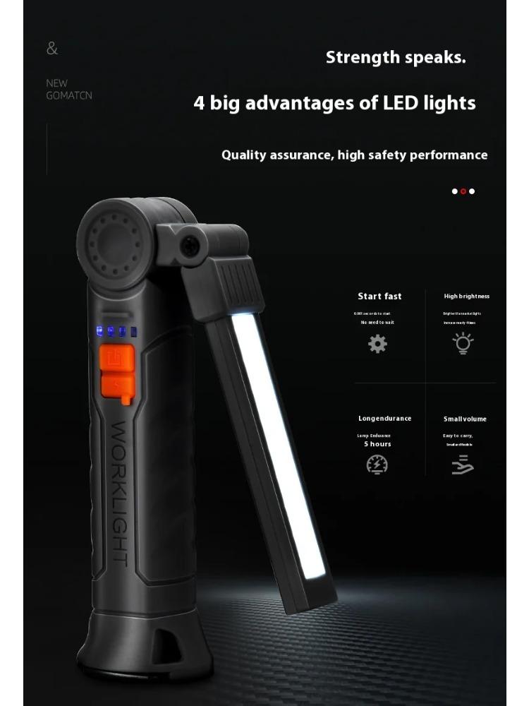 450LM COB LED Worklight Flashlight USB-C 800mA Work Light Magnetic 360° Garage Repair Inspection Lamp 4Mode Pocket Flood Light