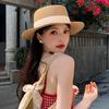 French flat-top sunshade straw hat women's summer new sunscreen hat beach hat seaside vacation photo sun hat